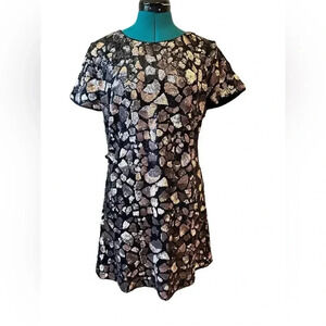 Line And Dot Black And Gold Sequin Mini Dress Size Medium